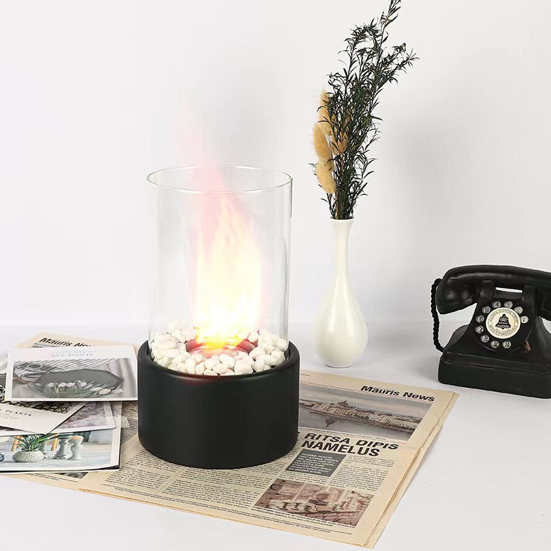 Tabletop glass alcohol fireplace lamp