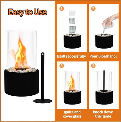 Tabletop glass alcohol fireplace lamp