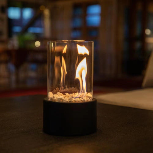 Tabletop glass alcohol fireplace lamp