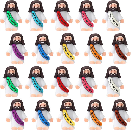 Little Jesus Figures, Mini Jesus Figurines in Bulk, Multicolor Tiny Jesus Figures, Miniature Figurines to Hide and Seek Religious Gifts for Easter Egg Stuffers