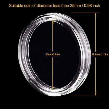 240 Count Coin Holders with Foam Gaskets – 5 Sizes (17/20/25/27/30mm) Coin Flips in Plastic Storage Case for Collectors