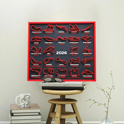 2026 F1 Racing Map Poster - Premium Art Print for Home Decor | Living Room, Bedroom, Entrance, Bar & Cafe Wall Decoration (Circuit+Race Date)