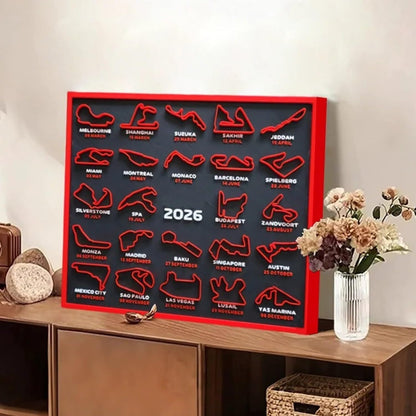 2026 F1 Racing Map Poster - Premium Art Print for Home Decor | Living Room, Bedroom, Entrance, Bar & Cafe Wall Decoration (Circuit+Race Date)