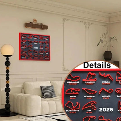 2026 F1 Racing Map Poster - Premium Art Print for Home Decor | Living Room, Bedroom, Entrance, Bar & Cafe Wall Decoration (Circuit+Race Date)