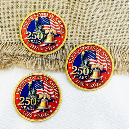 250 Years Patch United States of America 1776 2026 Anniversary Patch, Hybrid Printed Embroidered Border, 3–15 Inch Sizes