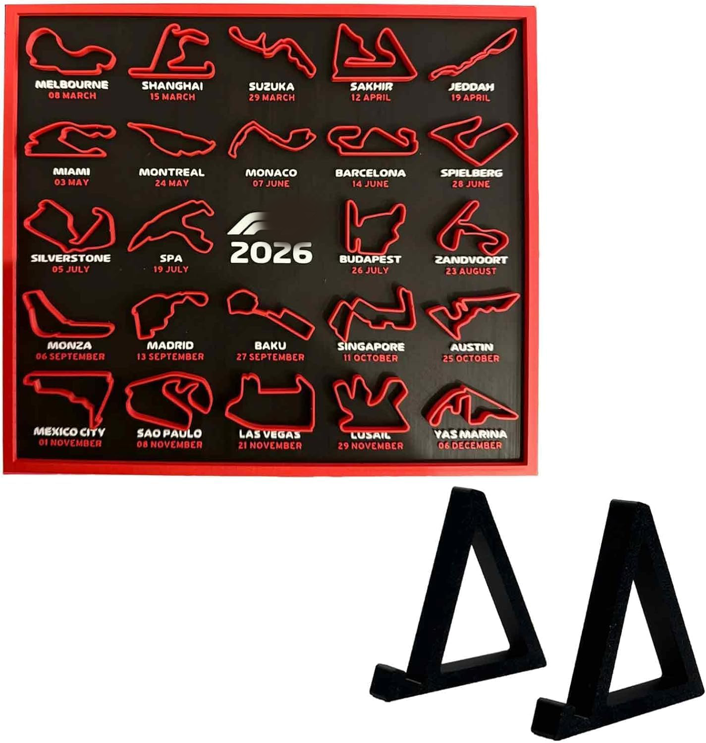 2026 F1 Racing Map Poster - Premium Art Print for Home Decor | Living Room, Bedroom, Entrance, Bar & Cafe Wall Decoration (Circuit+Race Date)